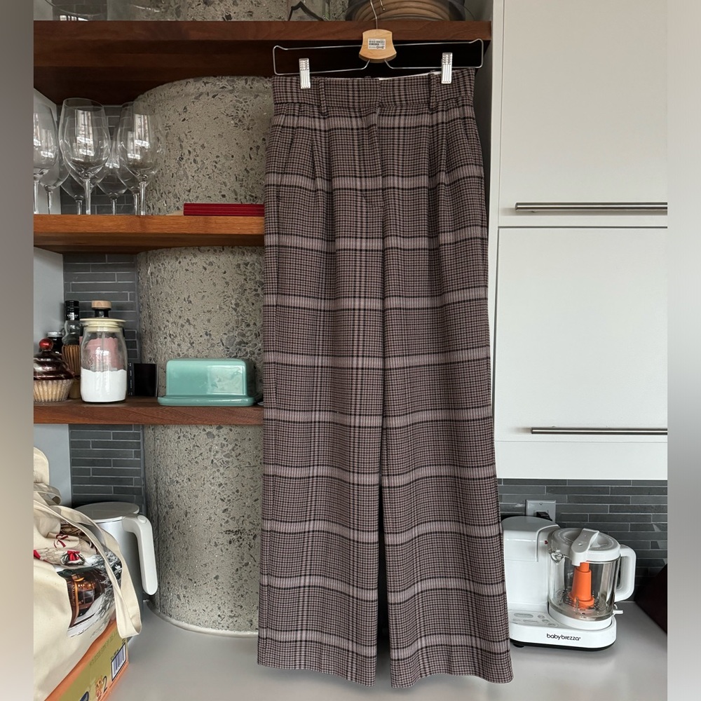 Aritzia Plaid Wide-Leg Trousers